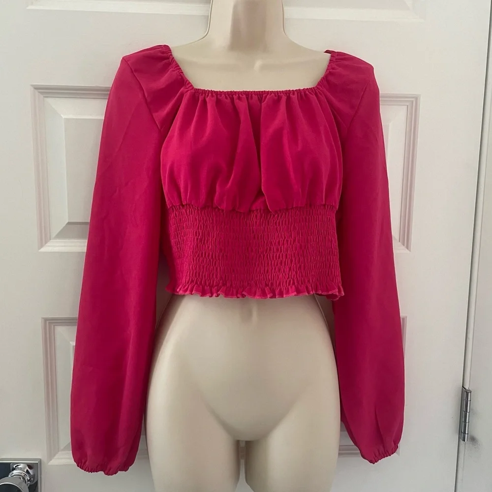 SHEIN Hot Pink Long Sleeve Blouse - M